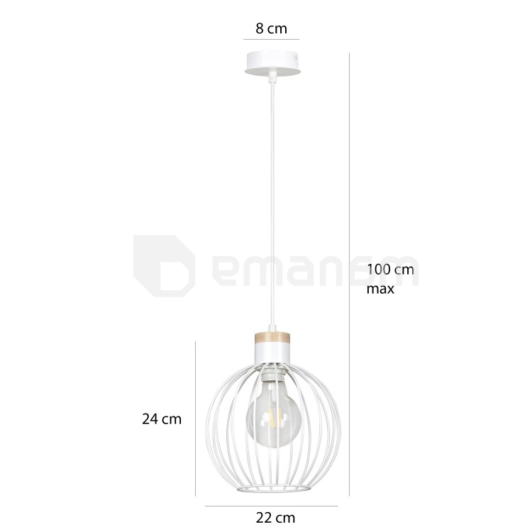 საკიდი EMIBIG Barbado 1 E27 1x MAX 60W თეთრი