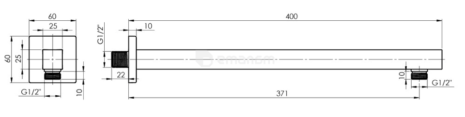 საშხაპე სისტემა ჩასაშენებელი Rubineta ქრომი Thermo-2F-Olo 625039