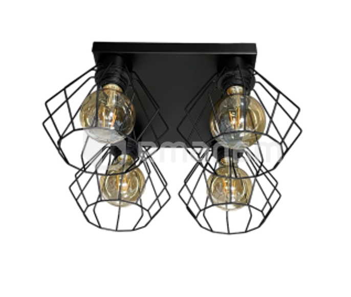 ჭერის სანათი LUMINEX Leti 4 E27 ლითონი შავი რომბი 084