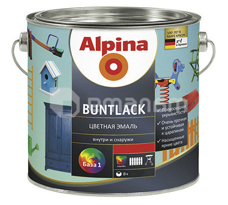 ფერადი ემალი Alpina Buntlack SM ნახევრად მქრქალი თეთრი 0.713 ლ