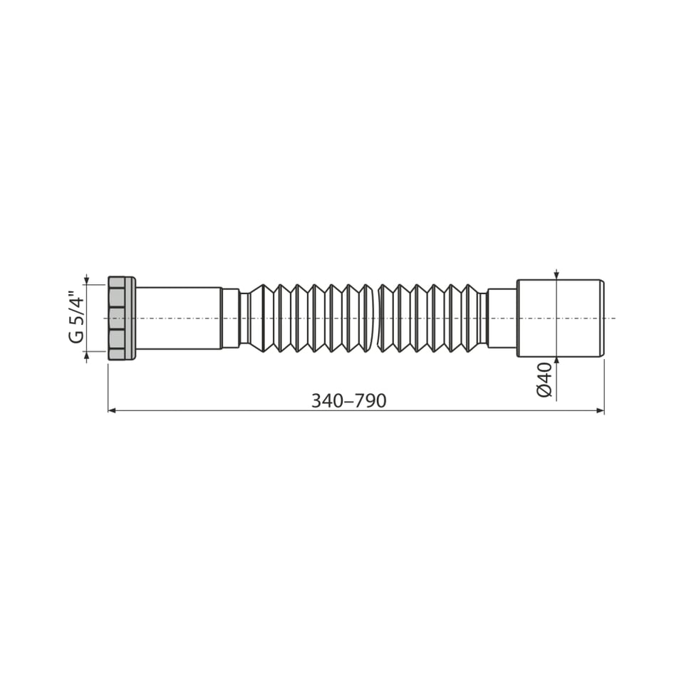 გოფრირებული მილი ლითონის ხრახნით Alca Drain A740 5/4"×40