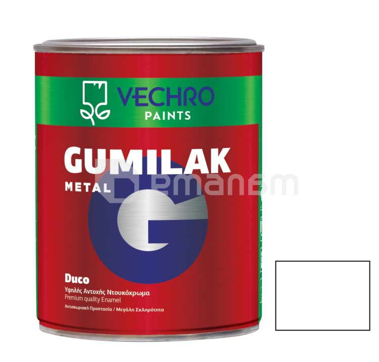 საღებავი ზეთის ლითონისთვის Vechro Gumilak metal თეთრი აბრეშუმისებრი 2,5 ლ