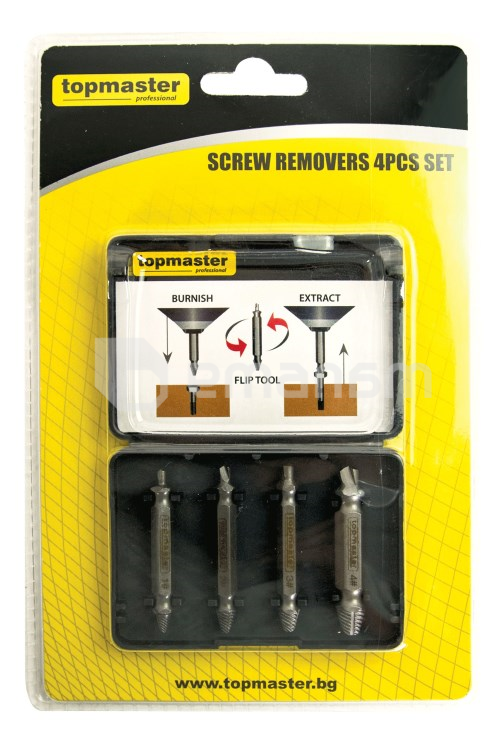 ხრახნის ექსტრაქტორების ნაკრები Topmaster 339701 4 ც