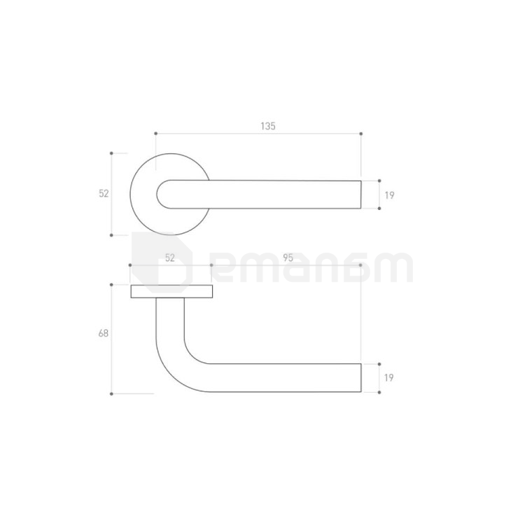 სახელური როზეტზე Metal-Bud DOMINO DNO ზესადებით ცილინდრის NNY