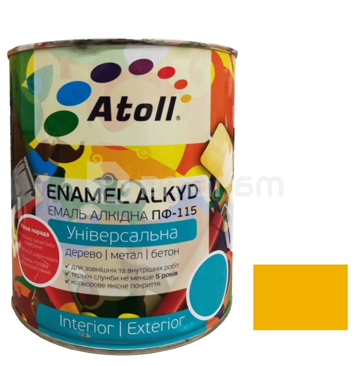 ემალი ალკიდი უნივერსალური ATOLL ПФ-115 მოყვითალო ყავისფერი 0.8 კგ