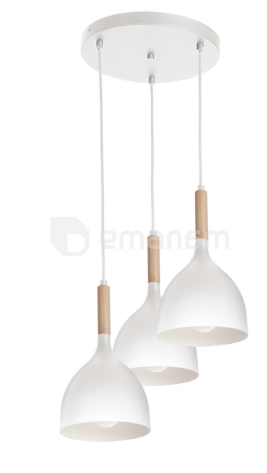 საკიდელი LUMINEX 3 Noak თეთრინატური ხე 1195 E27 3x MAX 60W