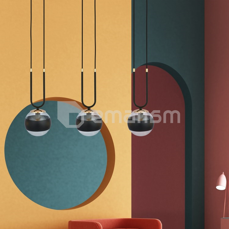 საკიდი EMIBIG GLAM 3 E14 3x MAX 40W BLACK STRIPE