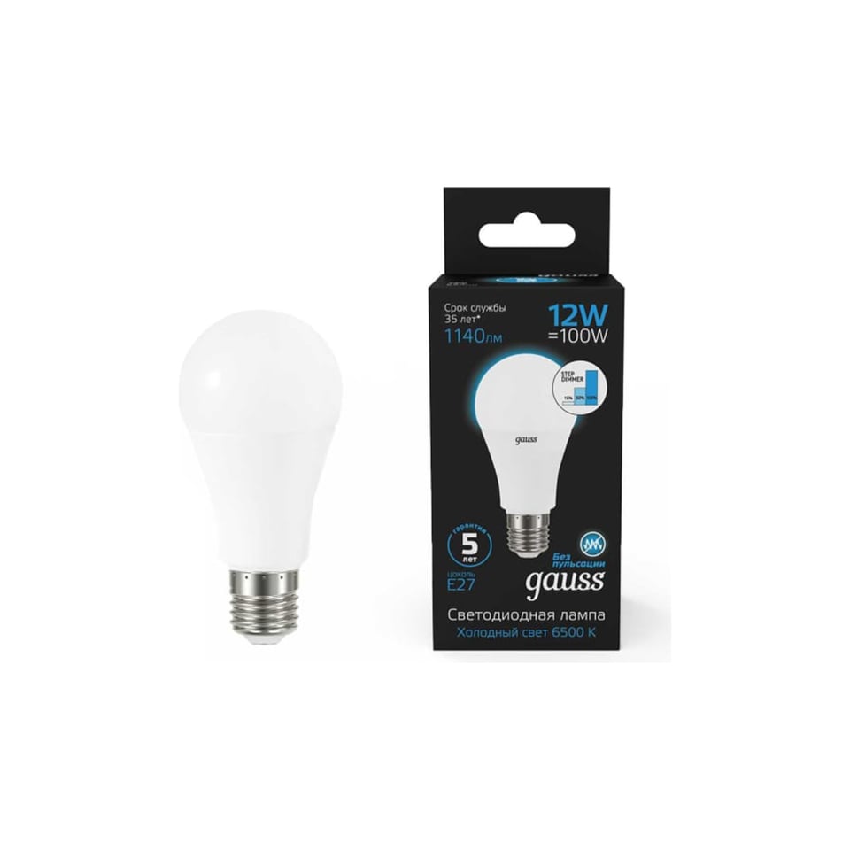 LED ნათურა A60 12W E27 6500K - 102502312 gauss BLACK