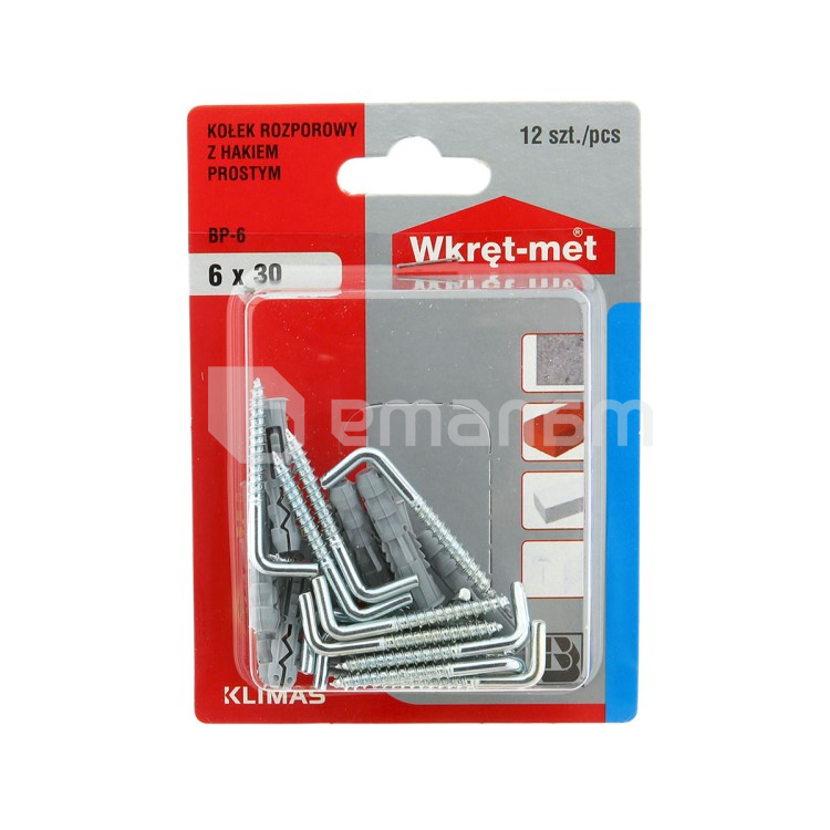 დიუბელი კავით 90° Wkret-met BP-06 6x30/40 მმ 12 ც