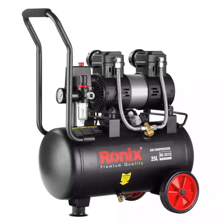 ჰაერის ჩუმი კომპრესორი Ronix RC-2512, 25ლ, 8 ბარი, 1.8HP