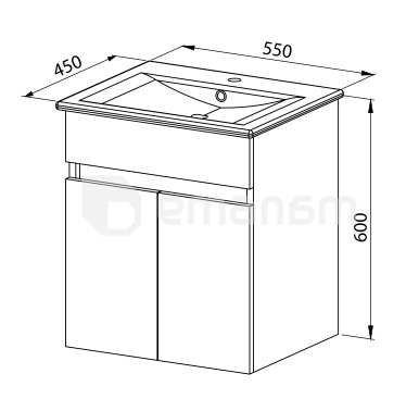 ტუმბო ჩამოსაკიდი ხელსაბანით Martat Mona 55