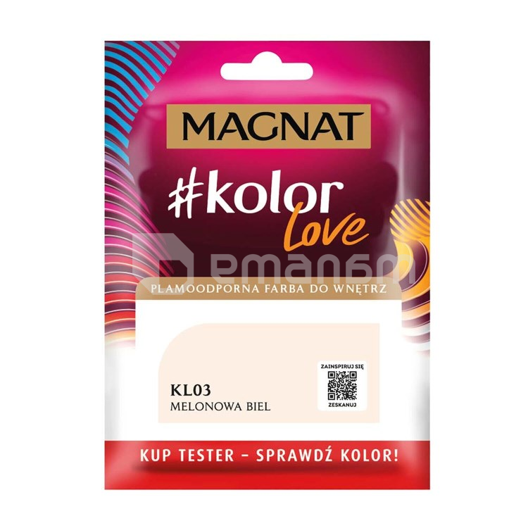 საღებავი-ტესტი ინტერიერის Magnat Kolor Love 25 მლ KL03 ნესვი თეთრი