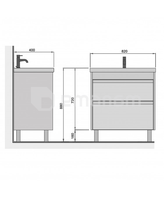 აბაზანის ტუმბო ხელსაბნით  JESSY 80-U Wood/Grey Sempre 81 სმ