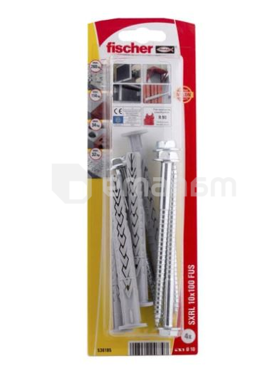 დიუბელი თვითმჭრელით ექვსწახნაგა ქანჩით Fischer SXRL 10x100 FUS 4 ც 536185