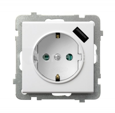 როზეტი OSPEL 1 16A USB დამიწებით