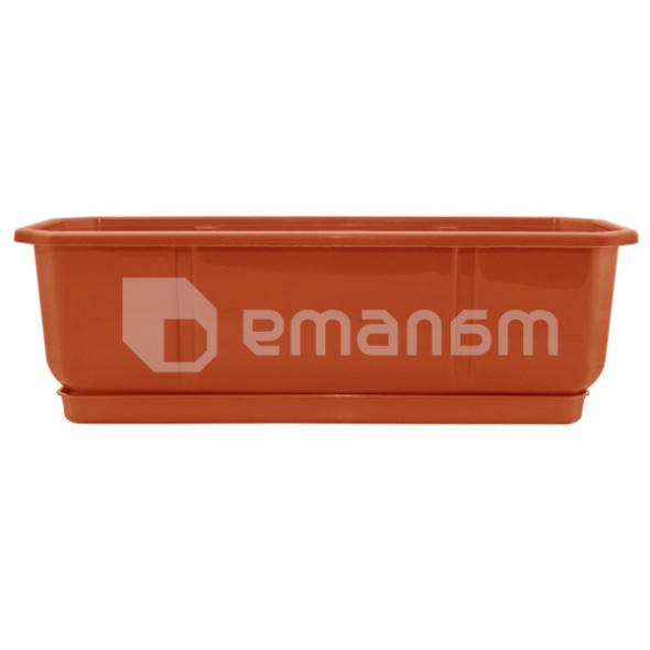 აივნის პლასტმასის ქოთანი დასადგამით "დამა" 100*18 (ტერაკოტი)