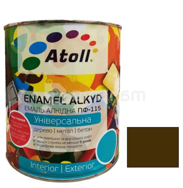 ემალი ალკიდი უნივერსალური ATOLL ПФ-115 მუქი ყავისფერი  0.8 კგ