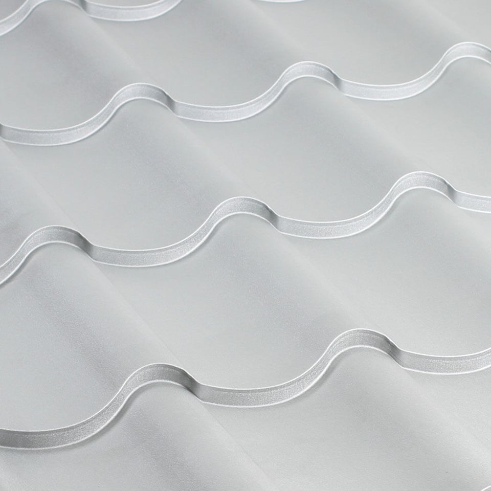მეტალოკრამიტი ფერადი თუნუქის სახურავი 0.5X1180 ხაოიანი RAL9006 NOVA