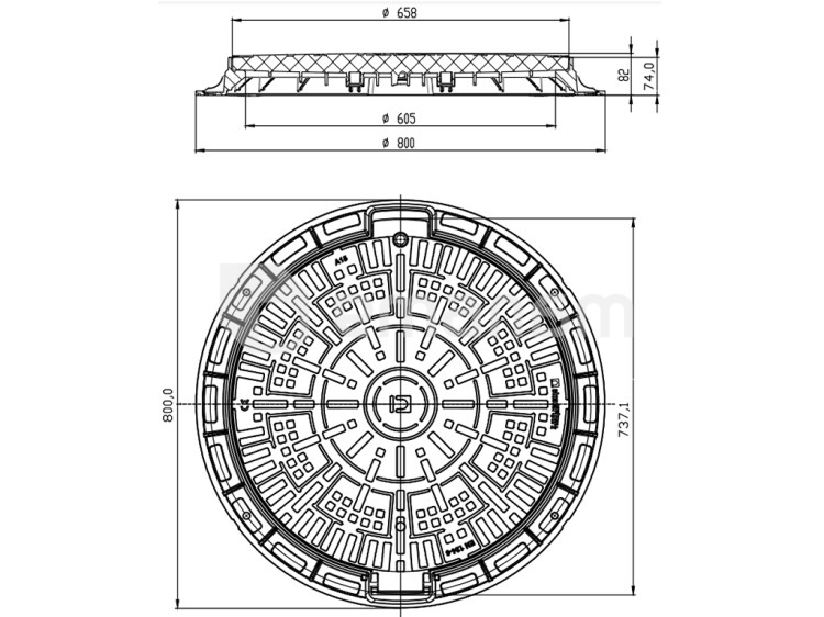 თავსახური საკანალიზაციო ჭის Standartpark L-60.80.08-PP A15 შავი