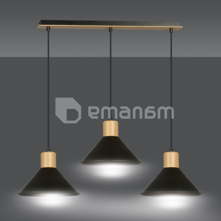 საკიდი EMIBIG Rowen 3 E27 3x MAX 60W შავი