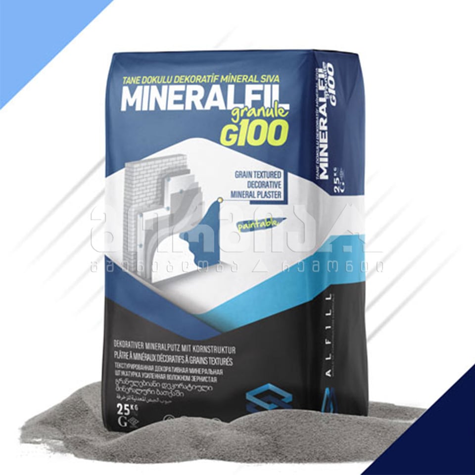 დეკორატიული ფითხი ALFILL MINERALFIL 2მმ 25კგ მარცვლოვანი