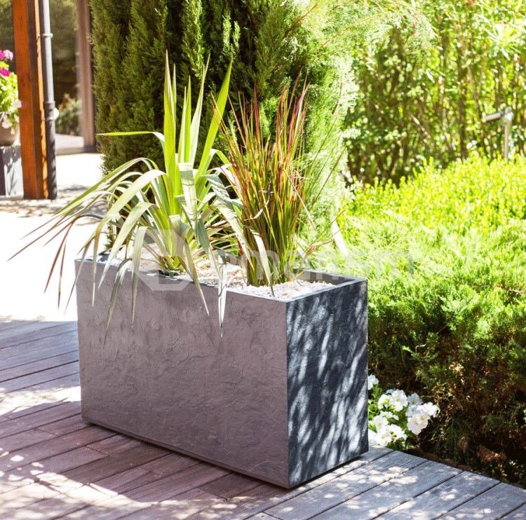 ქოთანი პლასტმასის EDA Plastiques MURET VOLCANIA DECOR PIERRE 99,5 X 39,5 X 60სმ 116ლ