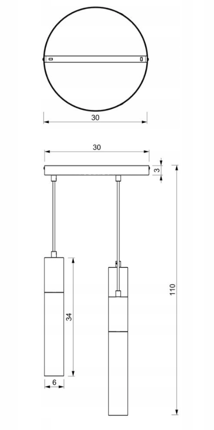 საკიდი Luminex 4146 Cassa 3 GU10 8W შავი ოქროსფერი