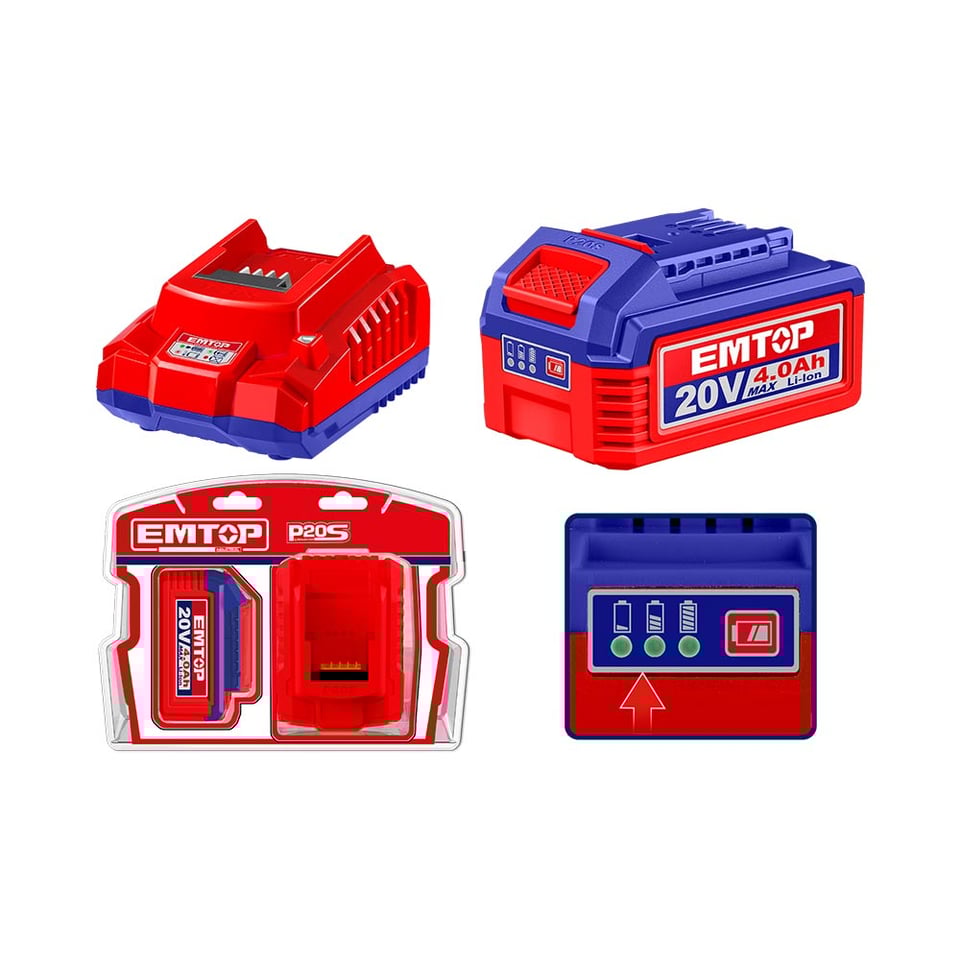 ელემენტი სატენით  EMTOP LI-Ion 20 ვ 4Ah ELBCPK1012