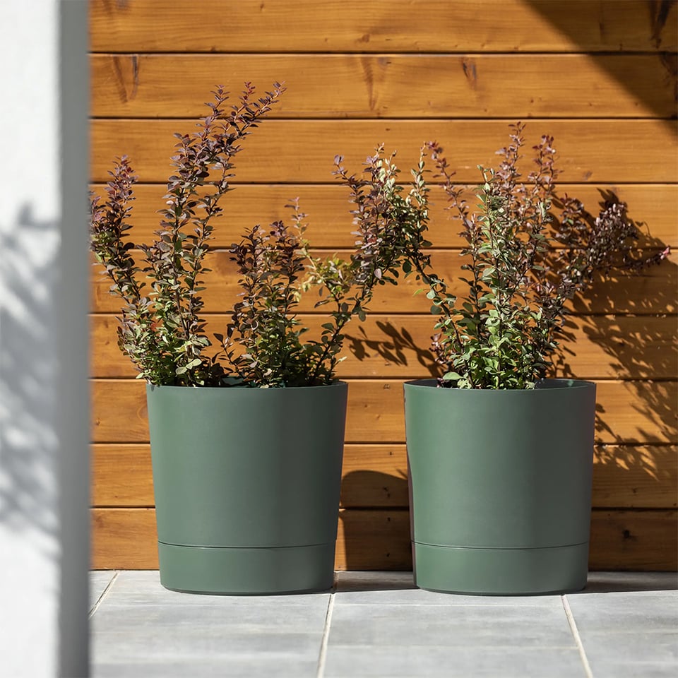 ქოთანი ყვავილის Lamela AURA 350 recycled planter with stand - grey-green 35L