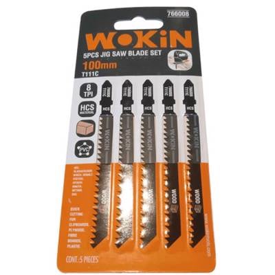 ბეწვახერხის პირები Wokin 766008, 100mm, 5Pcs, Jigsaw Blades Set (INDUSTRIAL), Black