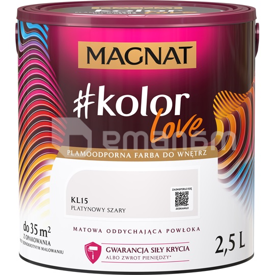 საღებავი ინტერიერის Magnat Kolor Love 2.5 ლ KL15 პლატინისფერი ნაცრისფერი