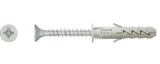 დიუბელი უნივერსალური UNIPLUG Koelner 8x65 მმ სჭვალით 5,0x80 მმ 6 ც B-UNIFIX-08L+  ბლისტი