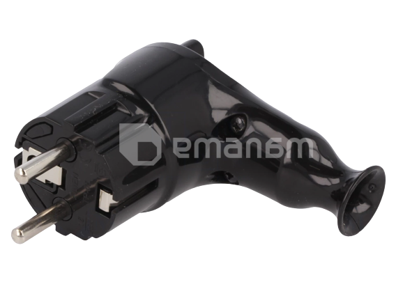 ჩანგალი Timex დამიწებით კუთხით თვითგადატვირთვის ღილაკით 16А 250V შავი Uni-Schuko