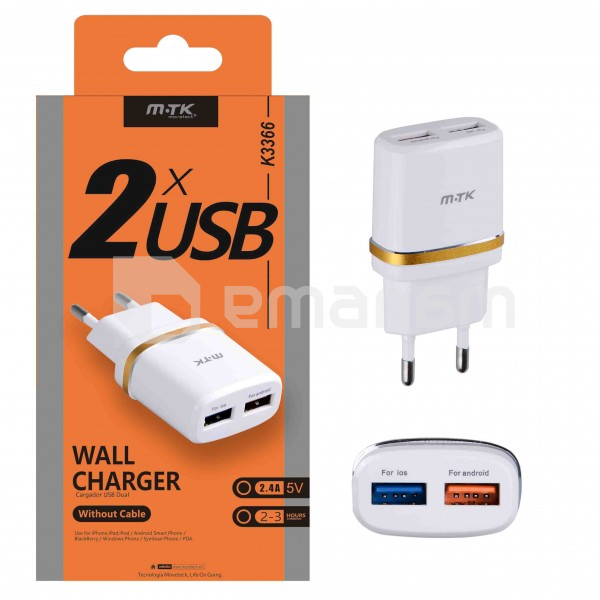 დამტენი 2xUSB PINENG