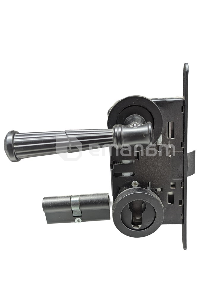 კომპლექტი სახელური მექანიზმი ცილინდრი BT Group BONY შავი