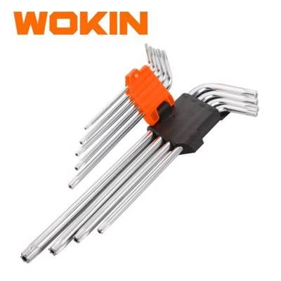 ექვსკუთხა სახრახნისის ნაკრები Wokin 207909, 9Pcs, Torx Extra Long Arm Hex Key Set, Silver