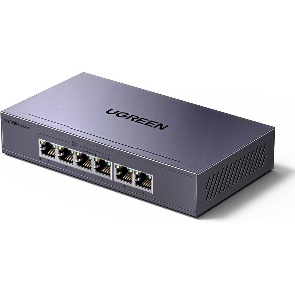 სვიჩი UGREEN CM741 (35371EU), 6-Port Gigabit, PoE+ Switch, Grey