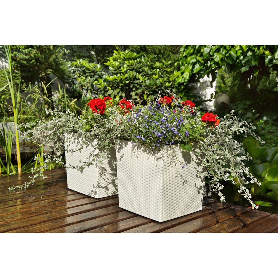ქოთანი ყვავილის Lamela JUKA rattan planter white 40x40 სმ