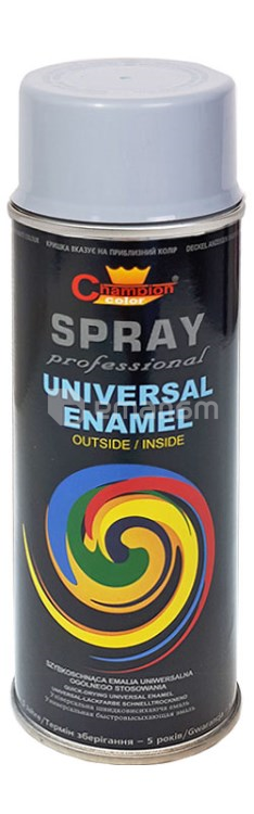 უნივერსალური სპრეი საღებავი Champion Universal Enamel RAL 9006 400 მლ ვერცხლისფერი ქრომი