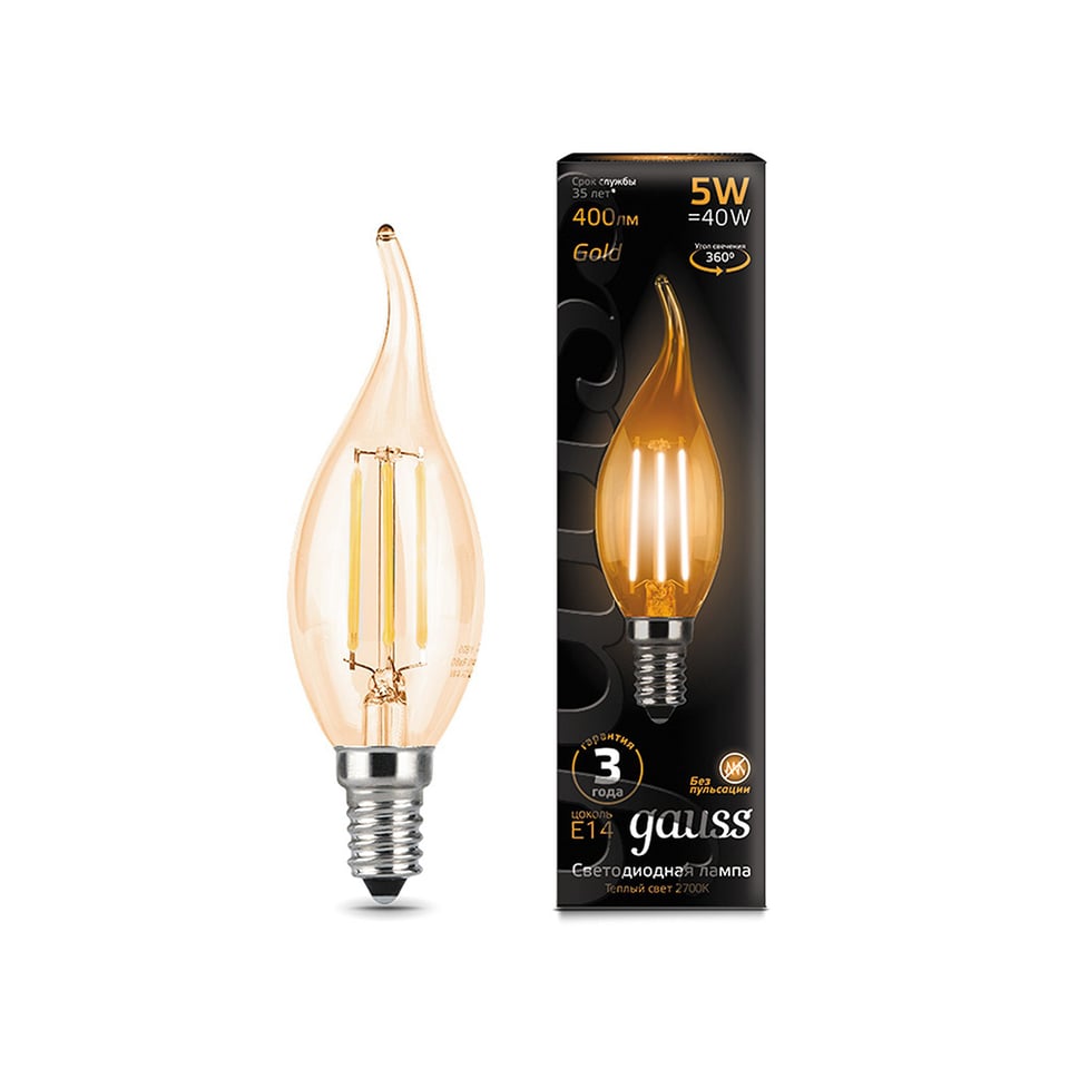 ლედ ნათურა Filament Candle  E14 5W 2700K Golden - 104801005