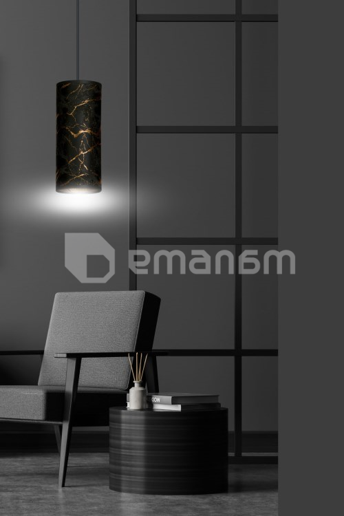 საკიდი EMIBIG Karli 1 E27 1x MAX 60W მარმარილო შავი