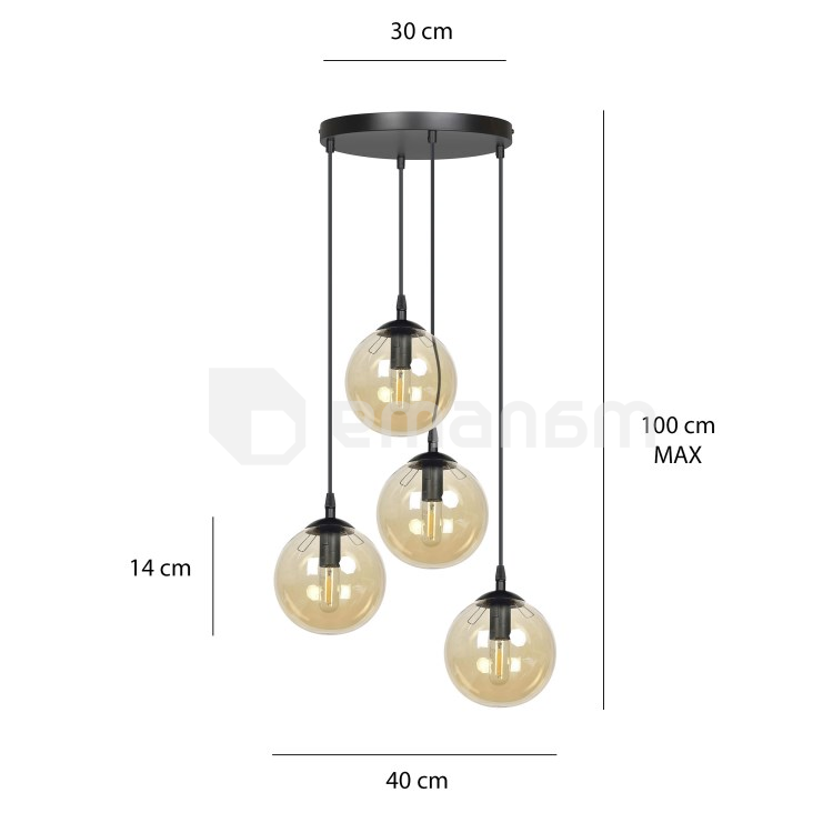 საკიდი EMIBIG Cosmo Premium 4 E14 4x MAX 40W შავი MIODOWY