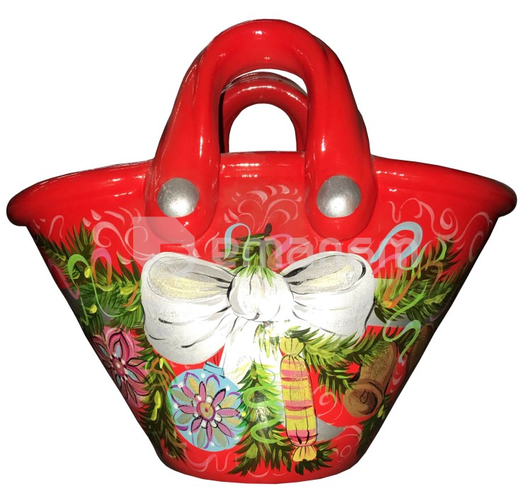 კალათა საახალწლო კერამიკული წითელი 4 ლ