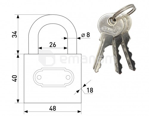 ბოქლომი ჩამოსაკიდი Soller 365-1 50 მმ პრიალა
