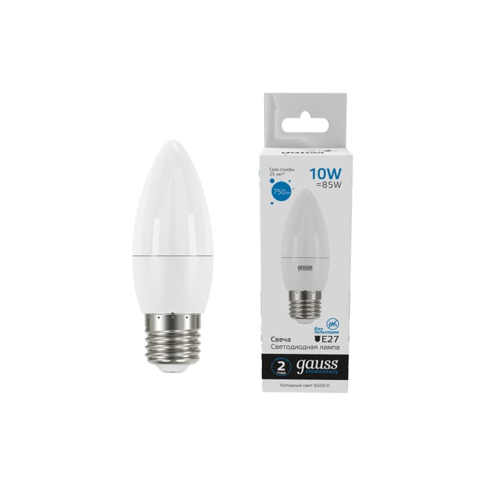 ნათურა Candle 10W 750lm 6500K E27 LED 1/10/100  Gauss
