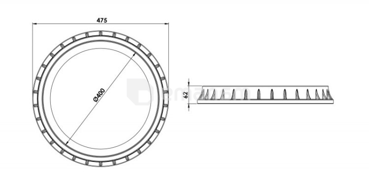 ლიუკი პლასტიკის შავი საკეტით  Torun Plastik Ø400 mm