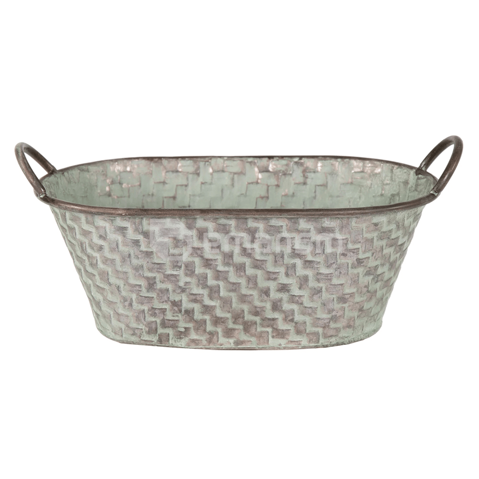 ქოთანი ლითონის Mega Collections Folks Plait Oval Tub Old Green L36.5W20.5H14