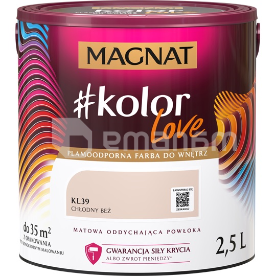 საღებავი ინტერიერის Magnat Kolor Love 2.5 ლ KL39 ცივი ჩალისფერი