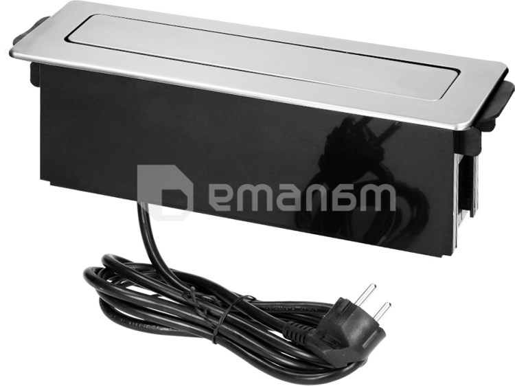 დამაგრძელებელი სამაგიდო 3 ORNO 2მ USB A USB C Schuko შავი ვერცხლისფერი