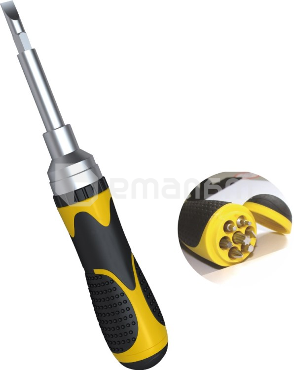 სახრახნისი/ჭრიალა + ბიტების ნაკრები Topmaster 223901 16 ც
